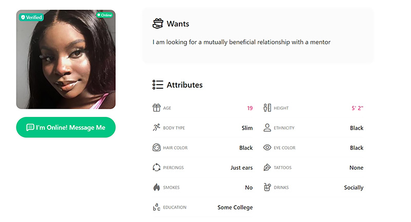 secretbenefits profile example